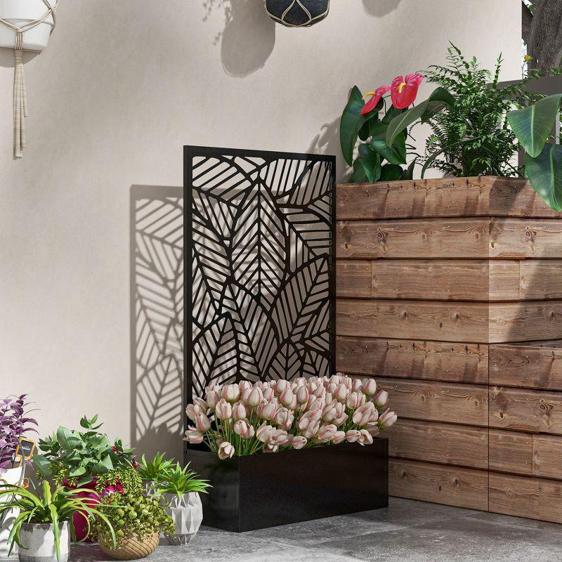 Outsunny Planter Box and Outdoor Privacy Screen, Wall-Mounted or Freestanding for Garden, Patio, Pool, Hot Tub, Black