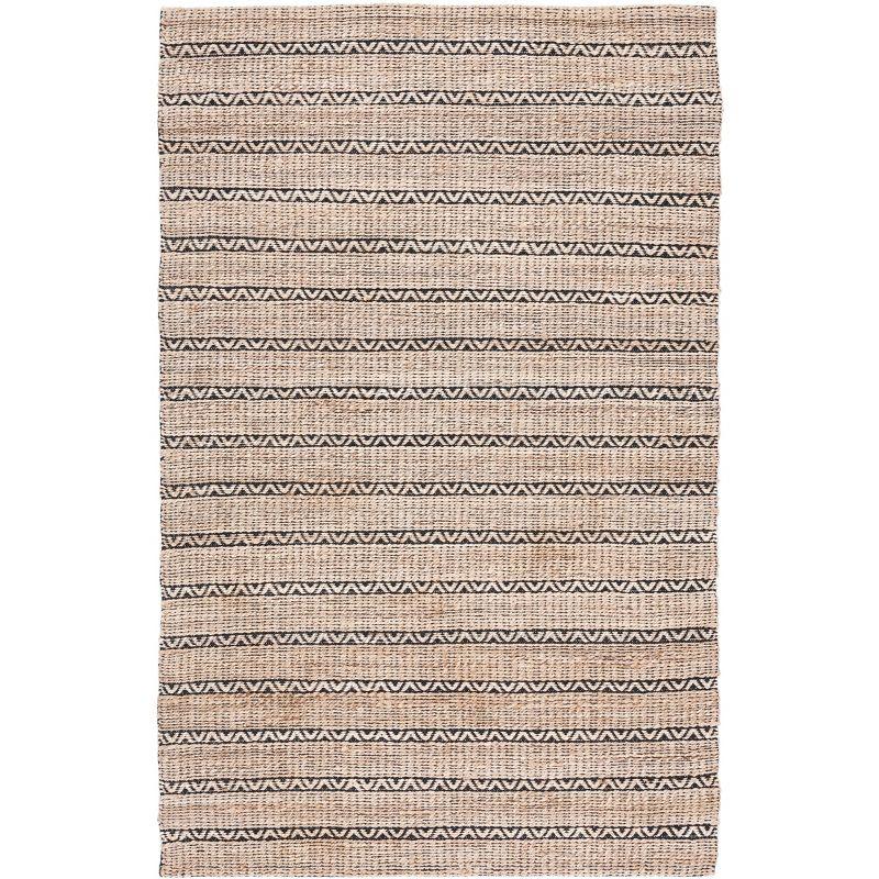 Handmade Black and Natural Cotton Flat Woven 4' x 6' Rug