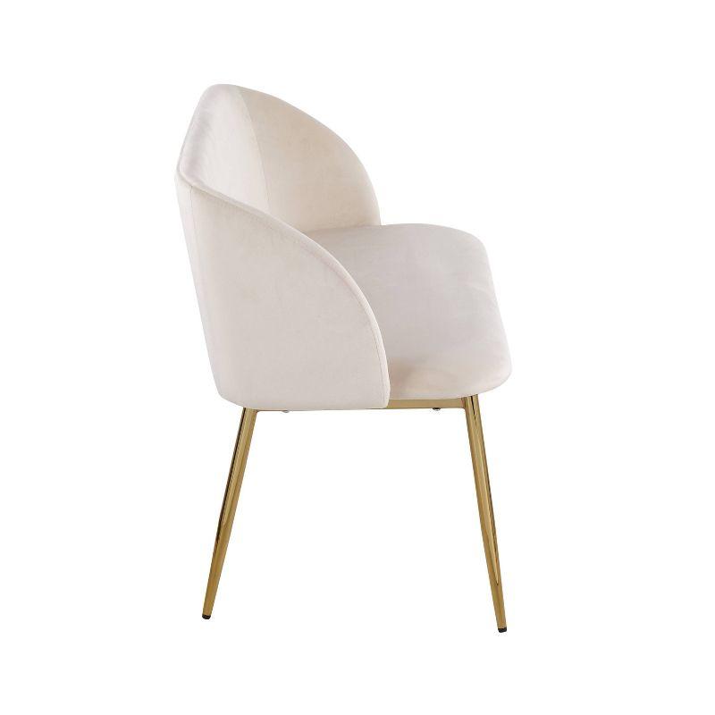 Glamorous White Velvet Curved Bench with Gold-Tone Legs