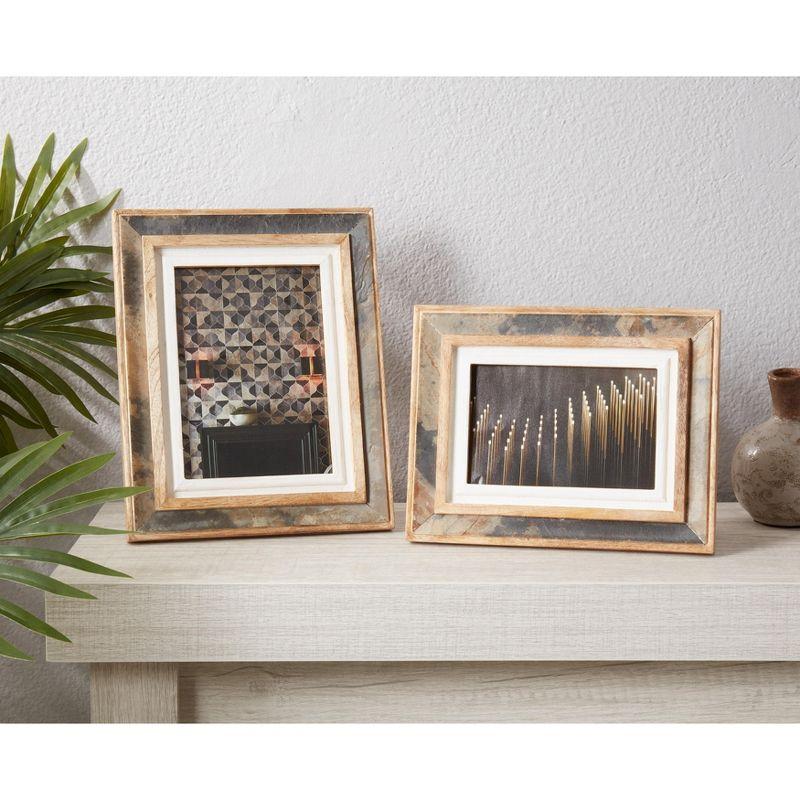 Saro Lifestyle Contemporary Wood and Slate Photo Frame