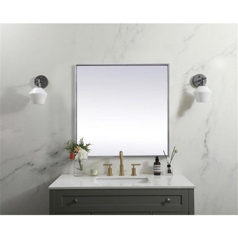 Elegant Lighting Metal Frame Square Mirror 24 inch in Silver