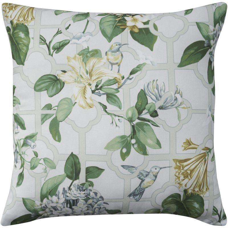 Waverly Treillage Ivory Floral 18" Square Throw Pillow