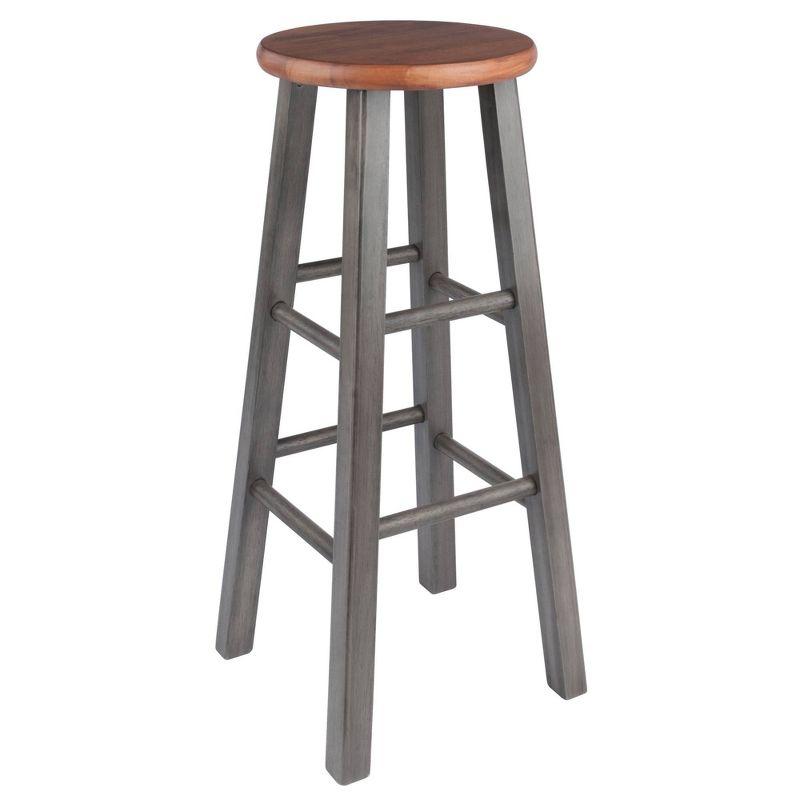 Transitional Rustic Teak & Gray Wood 29" Bar Stool