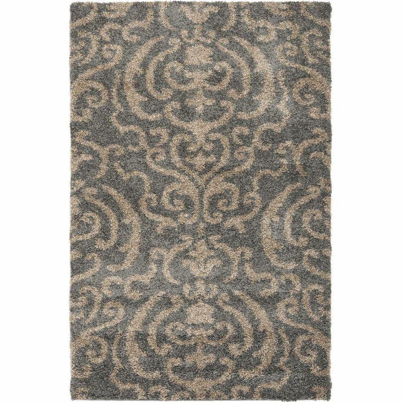 Florida Shag SG462 Power Loomed Indoor Area Rug - Grey/Beige - 4'x6' - Safavieh.