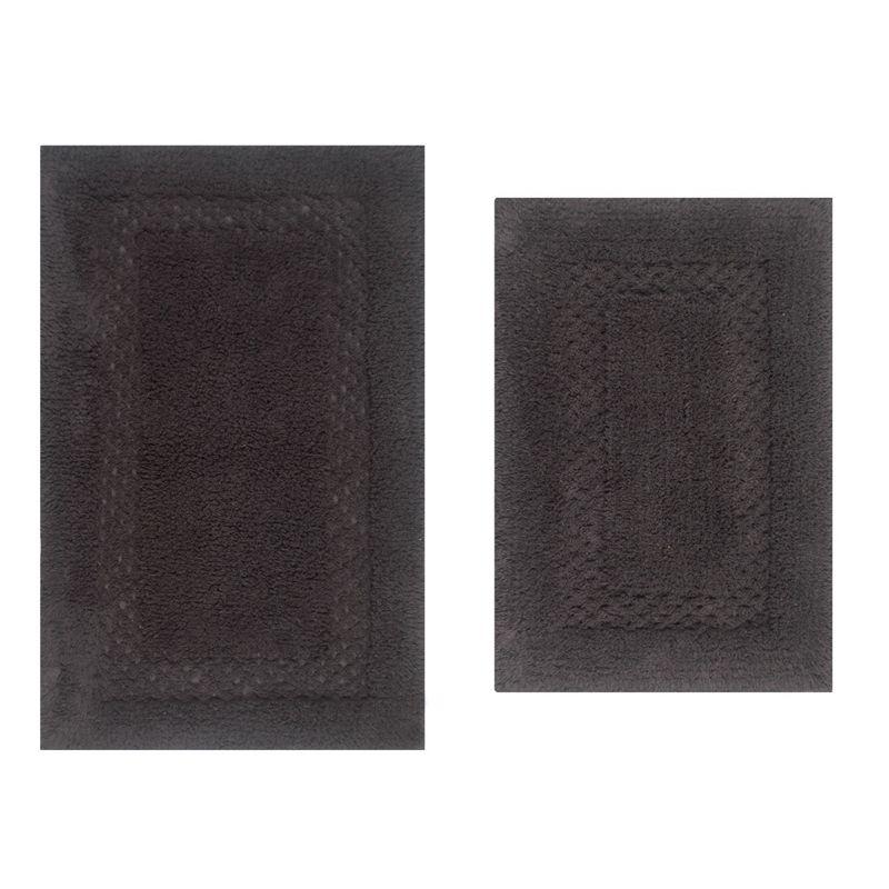 Set of 2 Classy Bathmat Collection Grey Cotton Tufted Bath Rug - Home Weavers