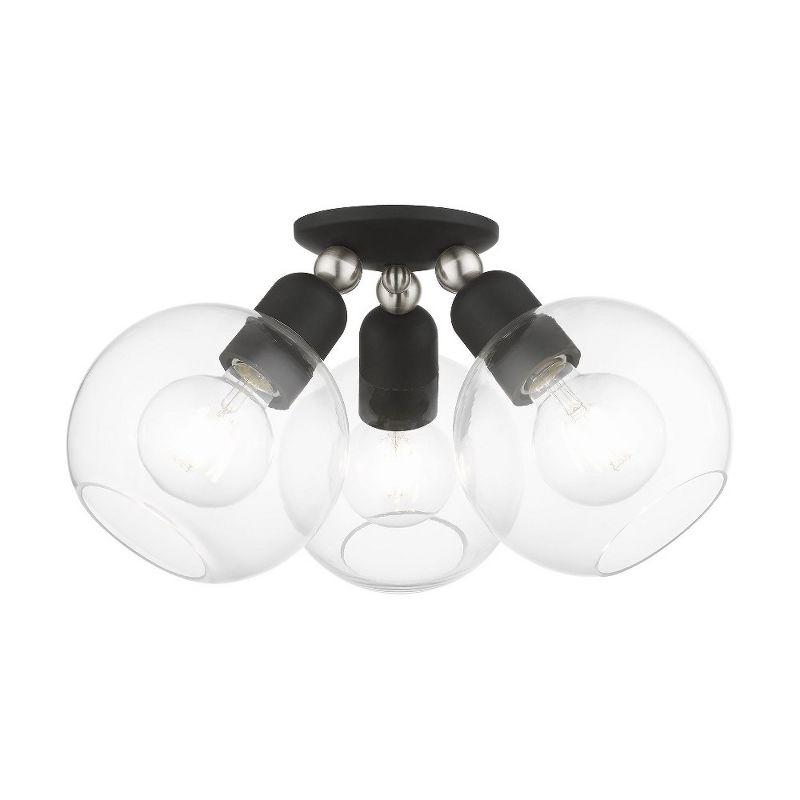 Livex Lighting Downtown 3 - Light Semi-Flush Mount in  Black/Brushed Nickel