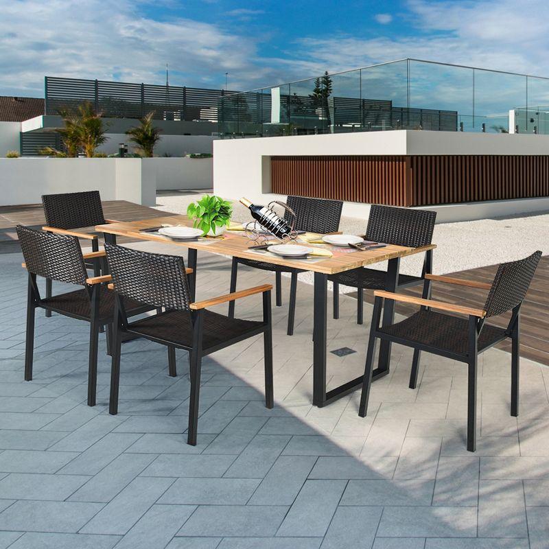 Hokku Designs Artimiza 6 - Person Acacia Patio Dining Set with Rectangular Table (Set of 7)