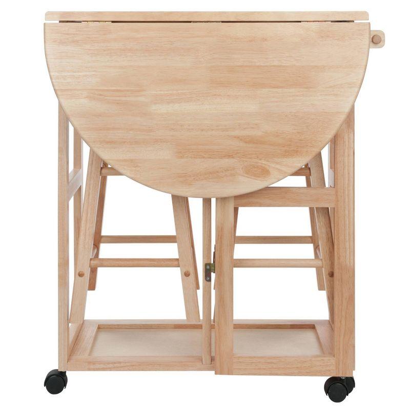 Winsome 3pc Burnett Space Saver Set Beech: Compact Folding Table with 2 Stools, Wood Frame