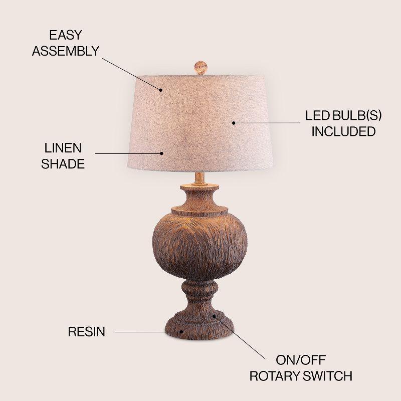 JONATHAN Y Scarlett 31" Resin LED Table Lamp, Dark Brown with Gray Shade