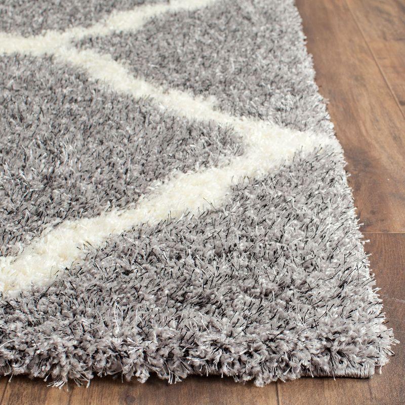 Ivory Rectangular Shag Area Rug 36" Synthetic Plush Pile