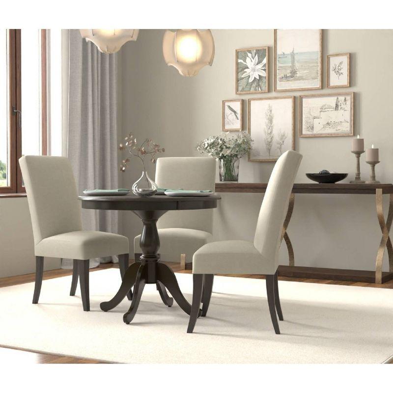 Classic Black Round Wood Dining Table with Pedestal Base