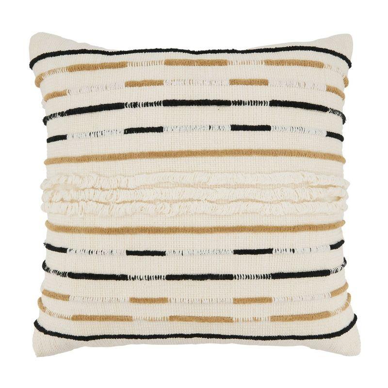 Ivory and Brown Cotton Corded Euro Throw Pillow Cover