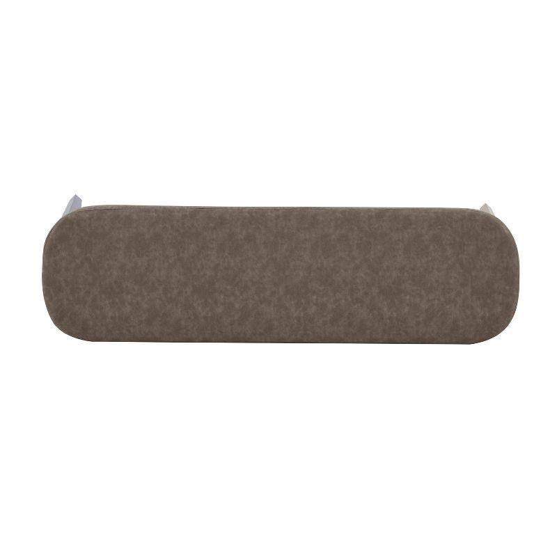 Christopher Knight Home Forma Mid-Century Modern Faux Leather and Rubberwood Upholstered Bench, Brown