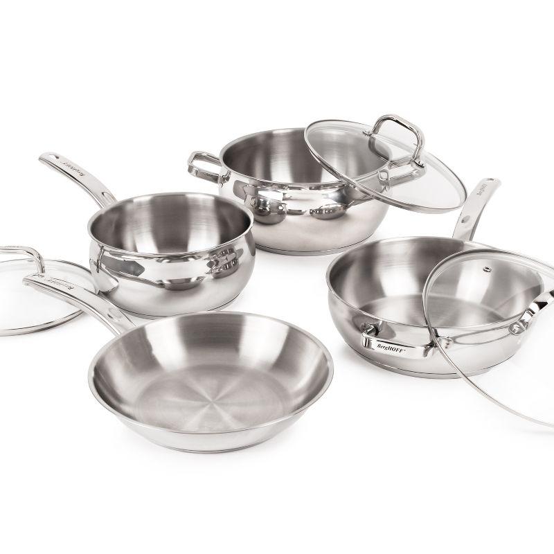 Belly Shape 7-Piece Stainless Steel Cookware Set with Glass Lids