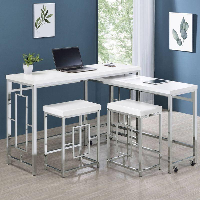 Coaster Jackson Modern 4pc Wood/Metal Counter Height Dining Set White/Chrome