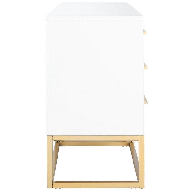 Estelle Transitional White 6-Drawer Dresser with Brass Accents