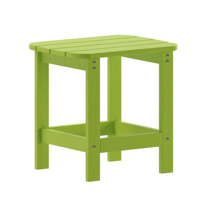 Flash Furniture Charlestown Tiered Commercial Poly Resin Adirondack Side Table - Lime Green - All-Weather - Indoor/Outdoor