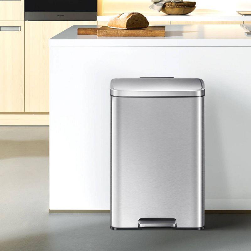 EKO Stainless Steel 50L Madison Step Trash Can