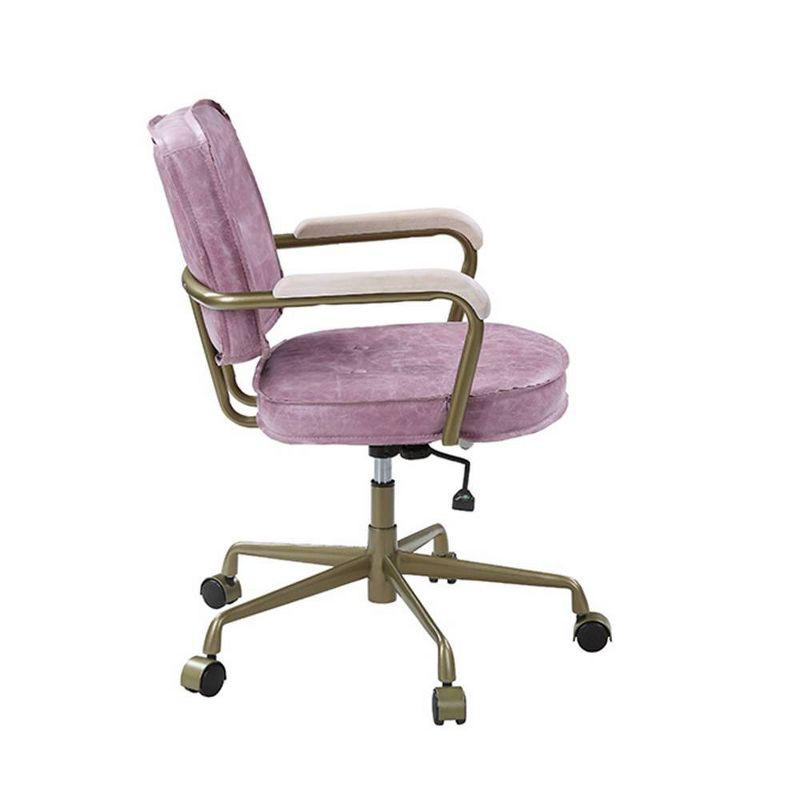 25" Siecross Grain Leather Reclining Accent Chair Pink - Acme Furniture: Swivel, Metal Frame, No Assembly