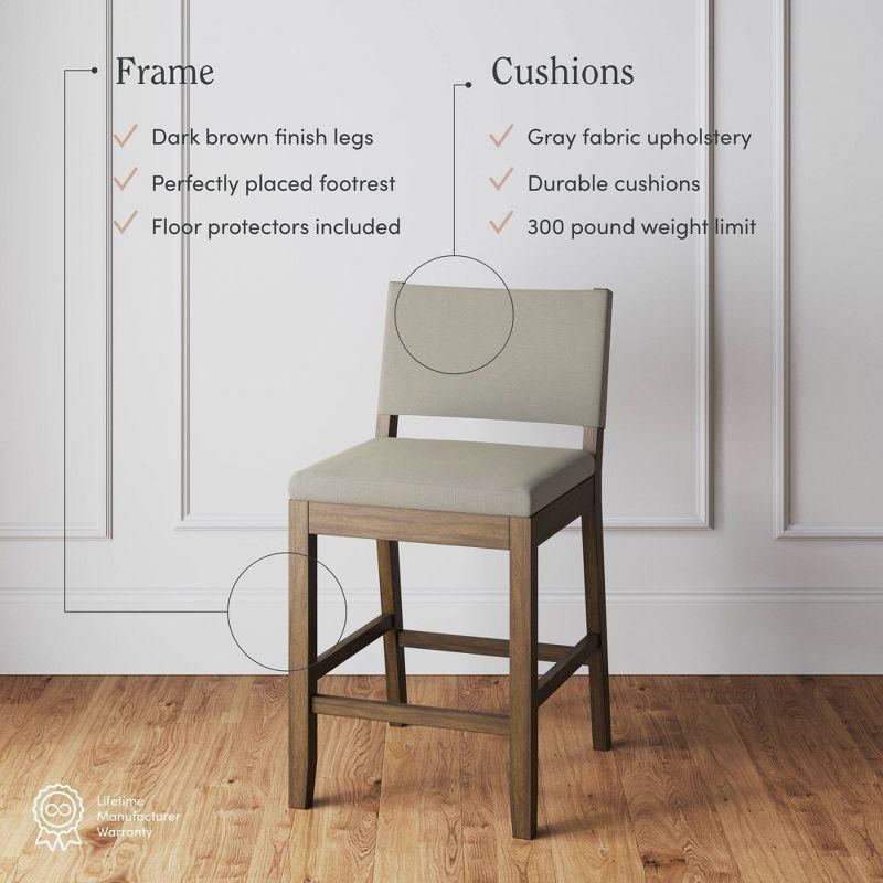 Nathan James Linus Set of 2 Counter Height Barstools Gray