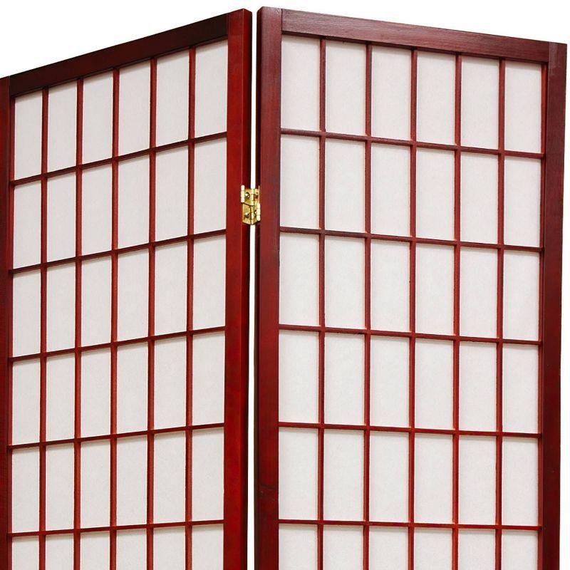 5 ft. Tall Window Pane Shoji Screen - Rosewood (3 Panels): Oriental Furniture, Hardwood Frame, Metal Hardware