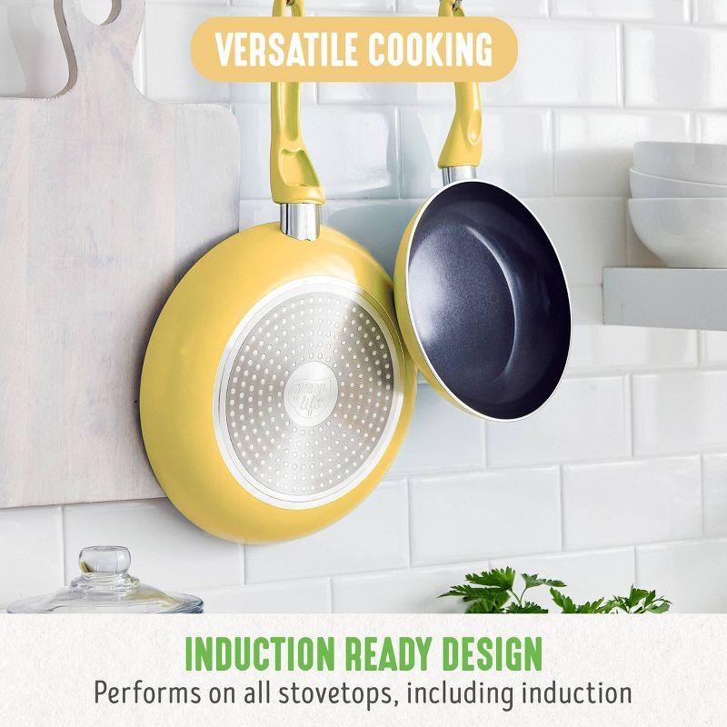 GreenLife Essentials 8" Ceramic Nonstick Aluminum Fry Pan Light Yellow: Dishwasher-Safe, Smooth Surface Induction Compatible
