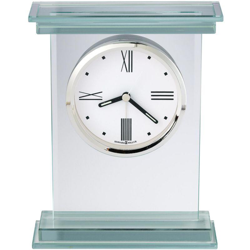 Howard Miller® Hightower Modern & Contemporary Roman Numeral Crystal Quartz Movement / Crystal Tabletop Clock with Alarm in Clear