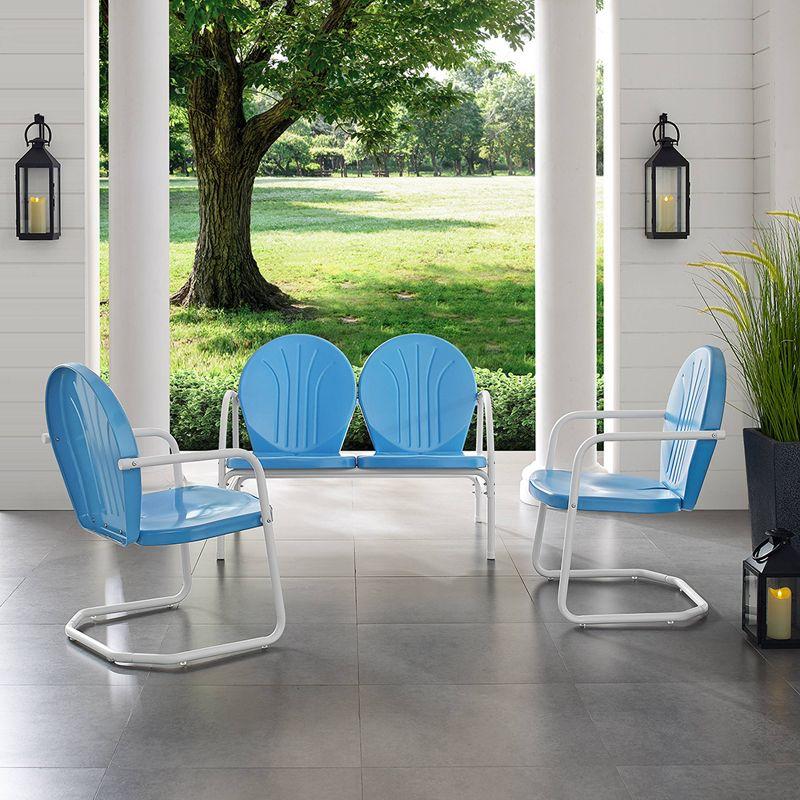 Sky Blue Steel 4-Person Outdoor Loveseat and Chairs Set