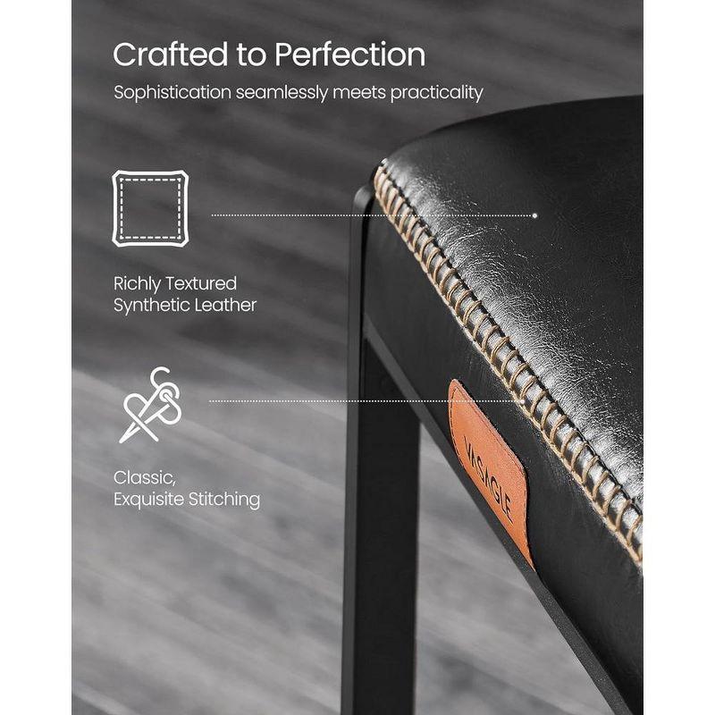 VASAGLE Bar Stools Set of 2, Counter Height Bar Stools, Synthetic Leather with Stitching (Set of 2)