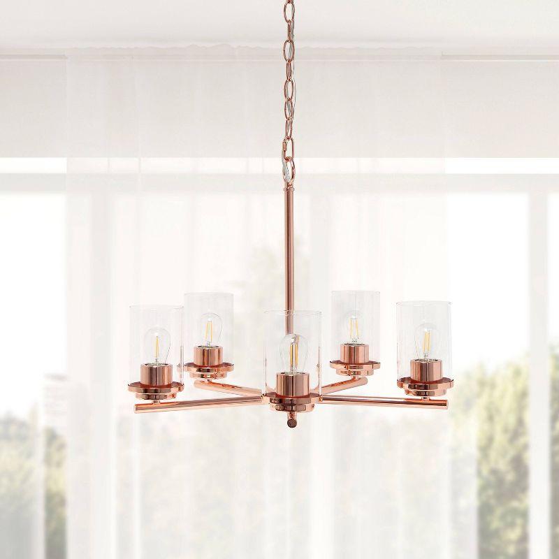 5-Light 20.5" Classic Contemporary Clear Glass/Metal Hanging Pendant  - Lalia Home