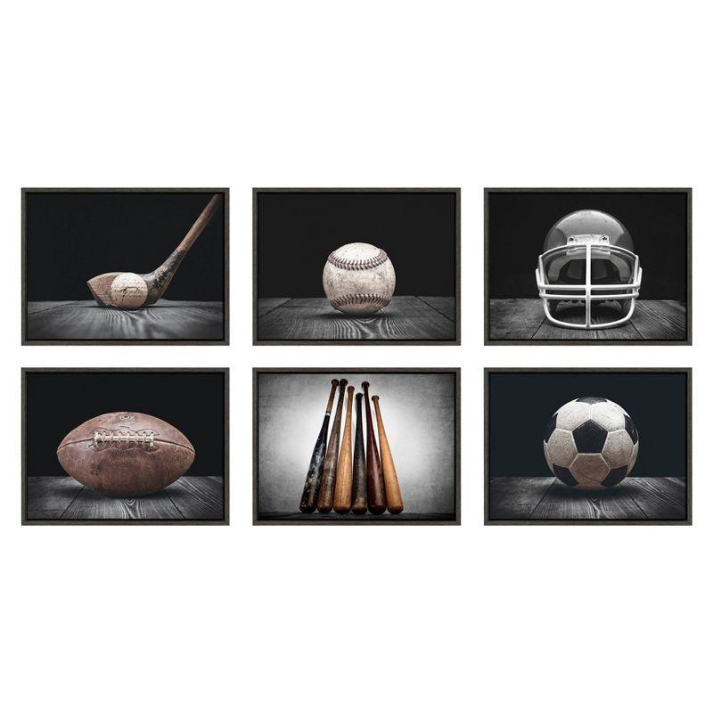 18" x 24" Sylvie Baseball Bats Framed Canvas by Shawn St. Peter - DesignOvation: Vintage Sports Wall Art