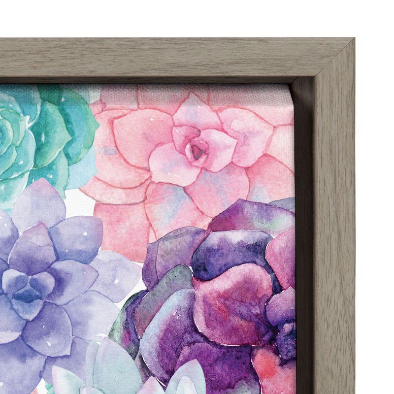 Kate and Laurel Sylvie Colorful Succulents Framed Canvas by Maja Mitrovic of Makes My Day Happy, 18x24, Gray