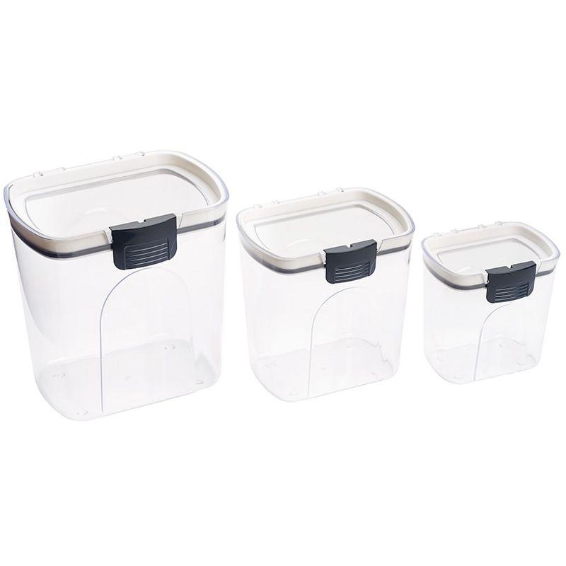 Clear 3-Piece Locking Lid Canister Set with ABS Lids