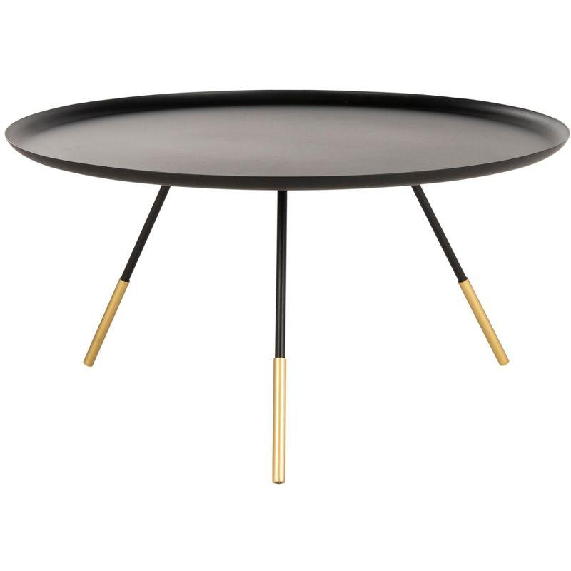 Orson Coffee Table with Metal Gold Cap - Black/Gold - Safavieh