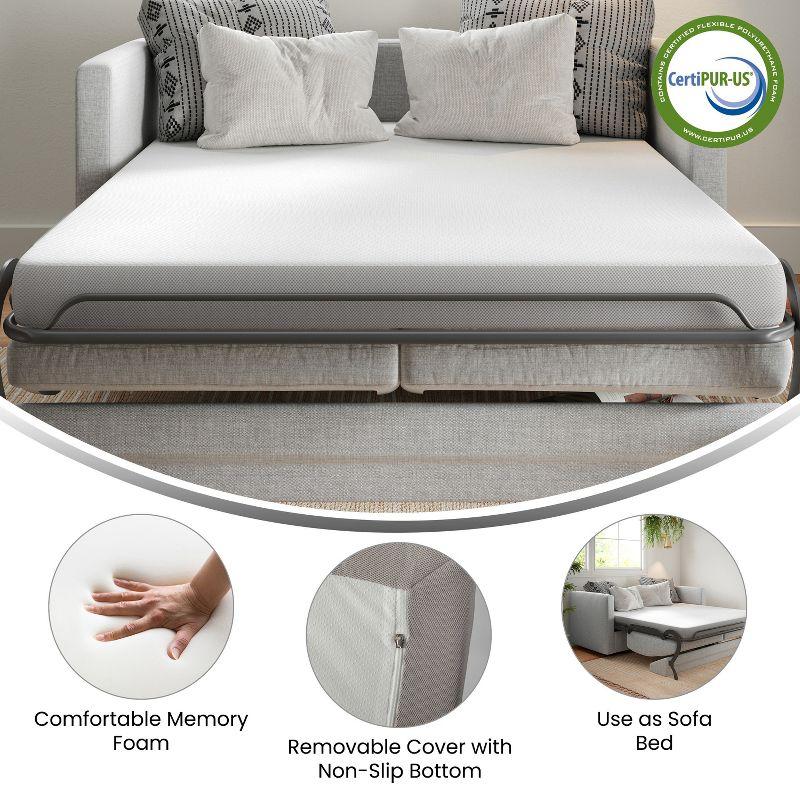 Flash Furniture Cloud 4" Cooling Memory Foam Mattress in a Box for Sleeper Sofas, Dorm, Boat, or RV Use