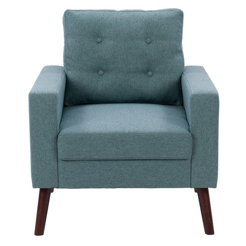 Elwood Modern Green Twill Tufted Accent Chair with Wood Legs