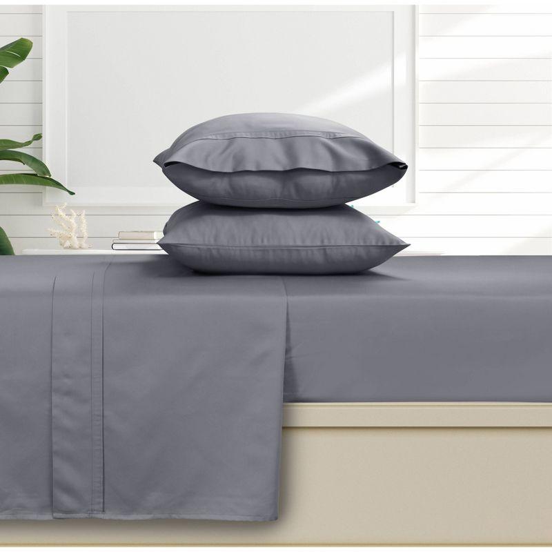 Steel Gray Organic Egyptian Cotton Queen Sheet Set with Deep Pockets