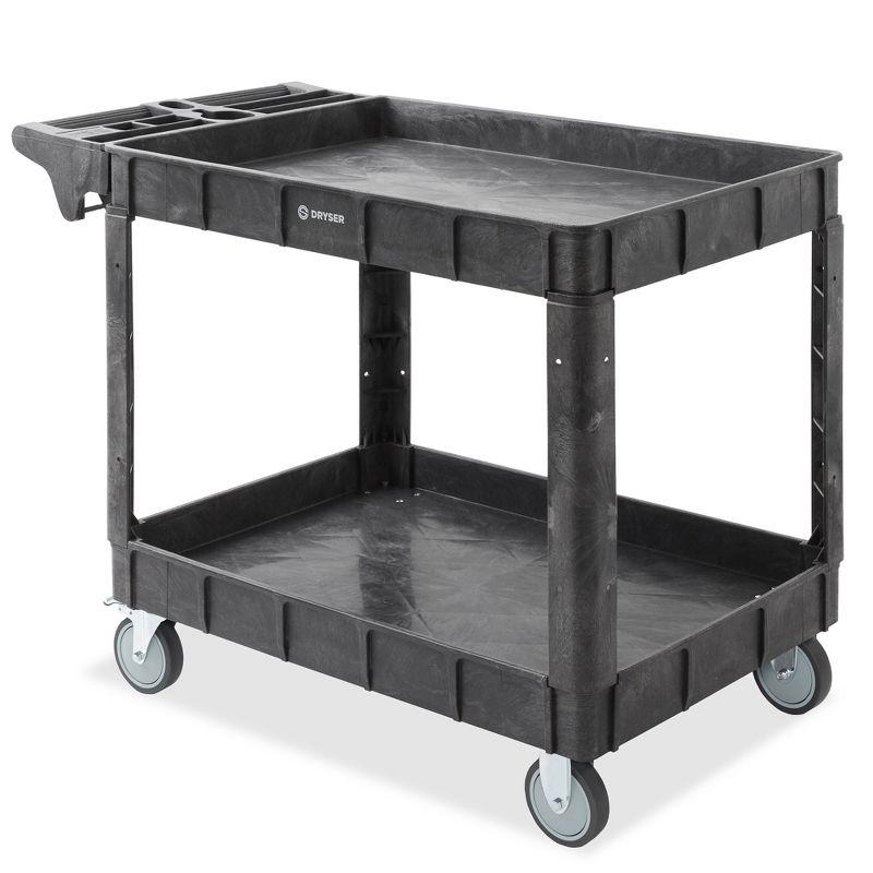 Dryser Utility Service Cart with Wheels, Heavy Duty 550 lb. Capacity with Shelves - Rolling Cart with 5" Swivel Wheels for Warehouse, Garage, Cleaning