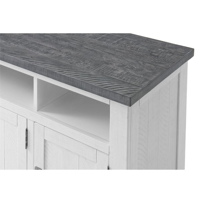 Rustic Farmhouse 65" Gray Pine TV Stand with Cabinets