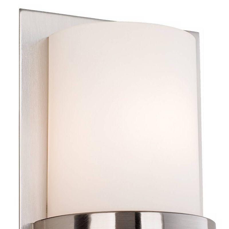 Minka Lavery Modern Wall Light Sconce Brushed Nickel Hardwired 6 3/4" Fixture Etched Opal Glass Shade for Bedroom Bathroom Reading