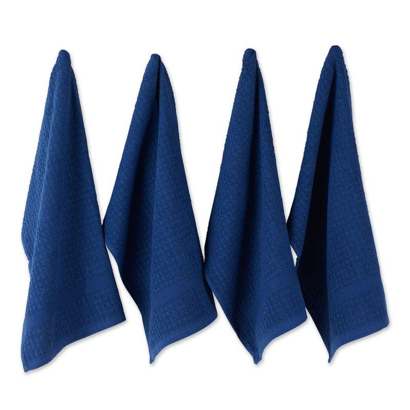 Design Imports Nautical Blue Solid Waffle Terry Dishtowel Set/4