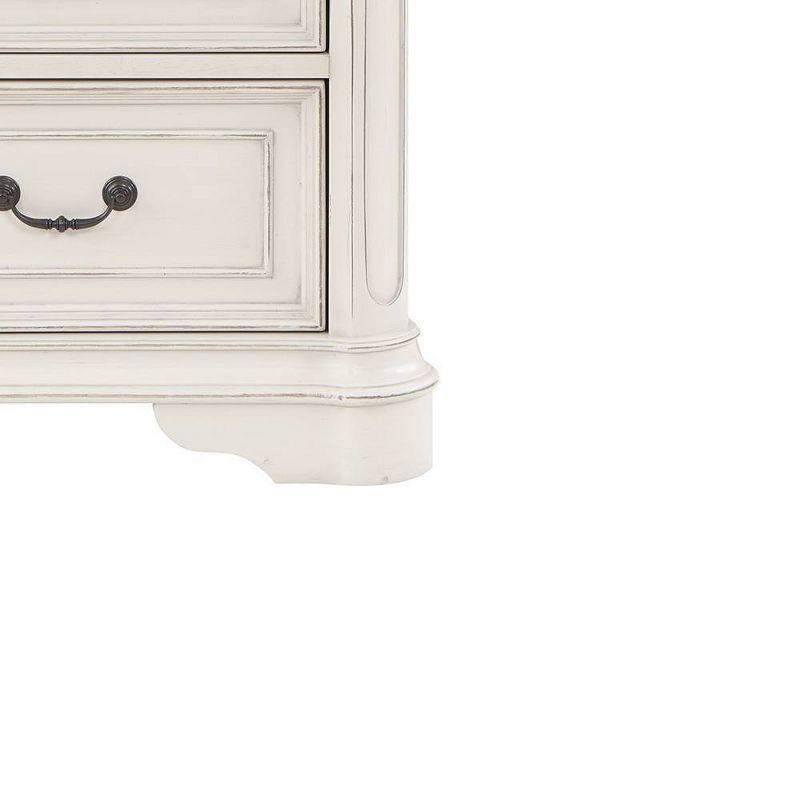 28" Florian Nightstand Antique White Finish - Acme Furniture: Elegant Square Design, No Assembly, Wood Composite Frame