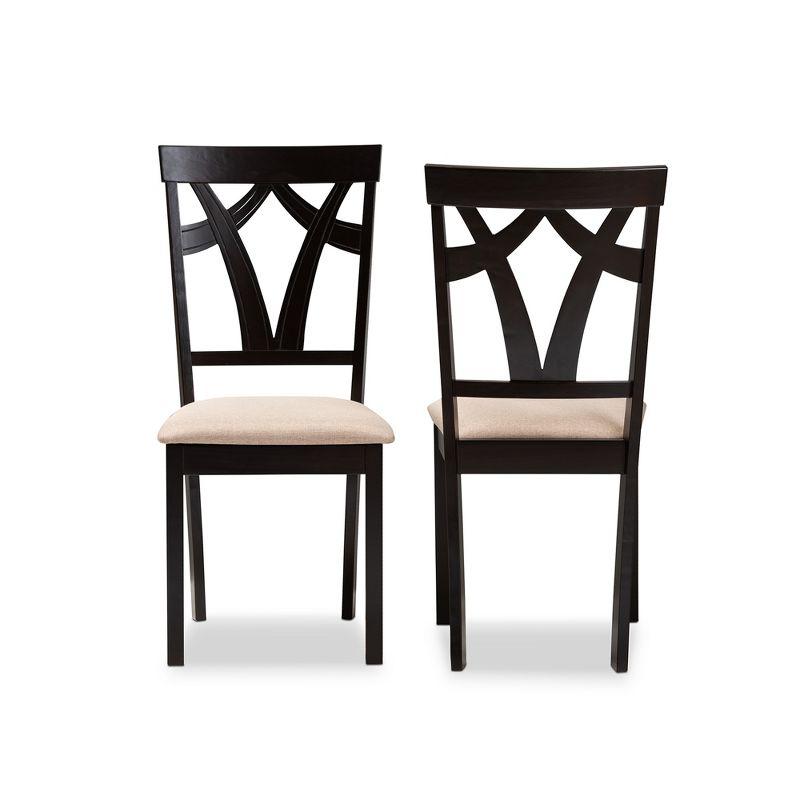 Set of 2 Sylvia Espresso Finished Dining Chair Sand/Brown - Baxton Studio