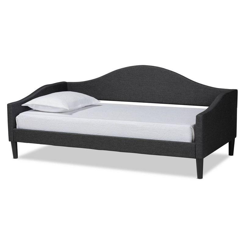 Charcoal Fabric Upholstered Full Daybed with Dark Brown Wood Frame