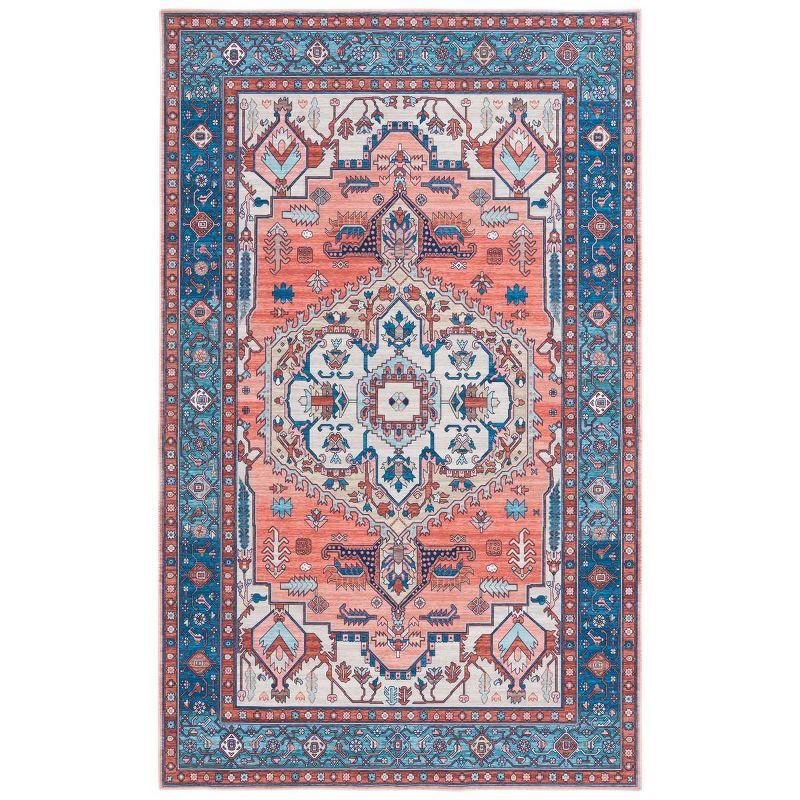 Arizona ARZ105 Power Loomed Machine Washable Area Rug - Rust/Navy - 4'x6' - Safavieh.