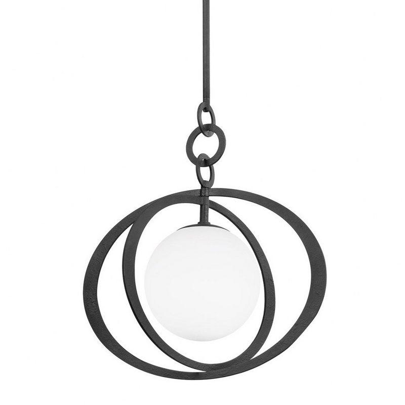 Black Iron and Glass Globe Pendant Light