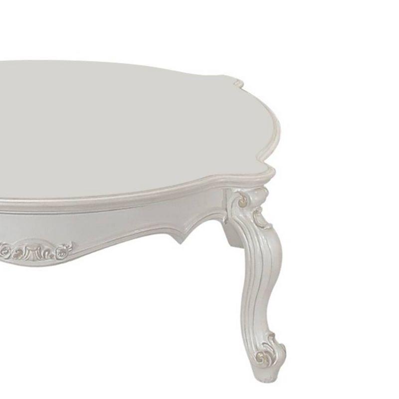 Elegant Pearl Round Wood Coffee Table with Queen Anne Legs