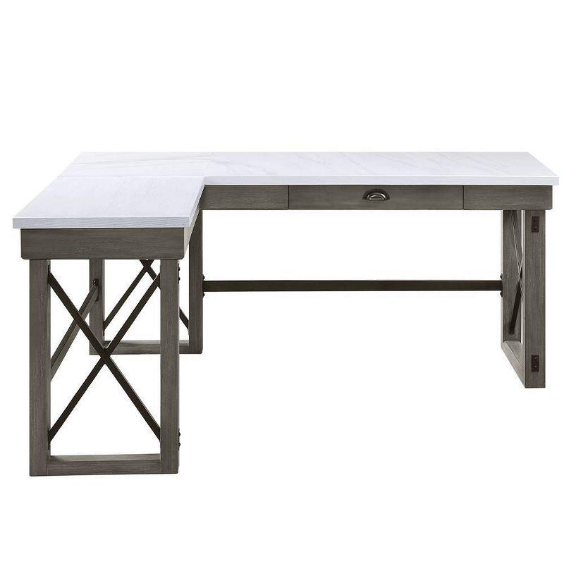 67" Talmar Marble Top Writing Desk with File Drawer & Lift Storage - Acme Furniture