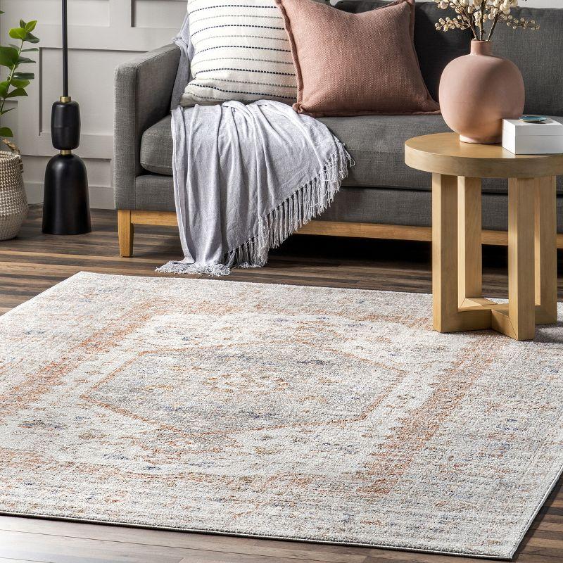 Nuloom Jacquie Medallion 12x15 Indoor Area Rug for Living Room Bedroom Dining Room Kitchen, Silver/Ivory
