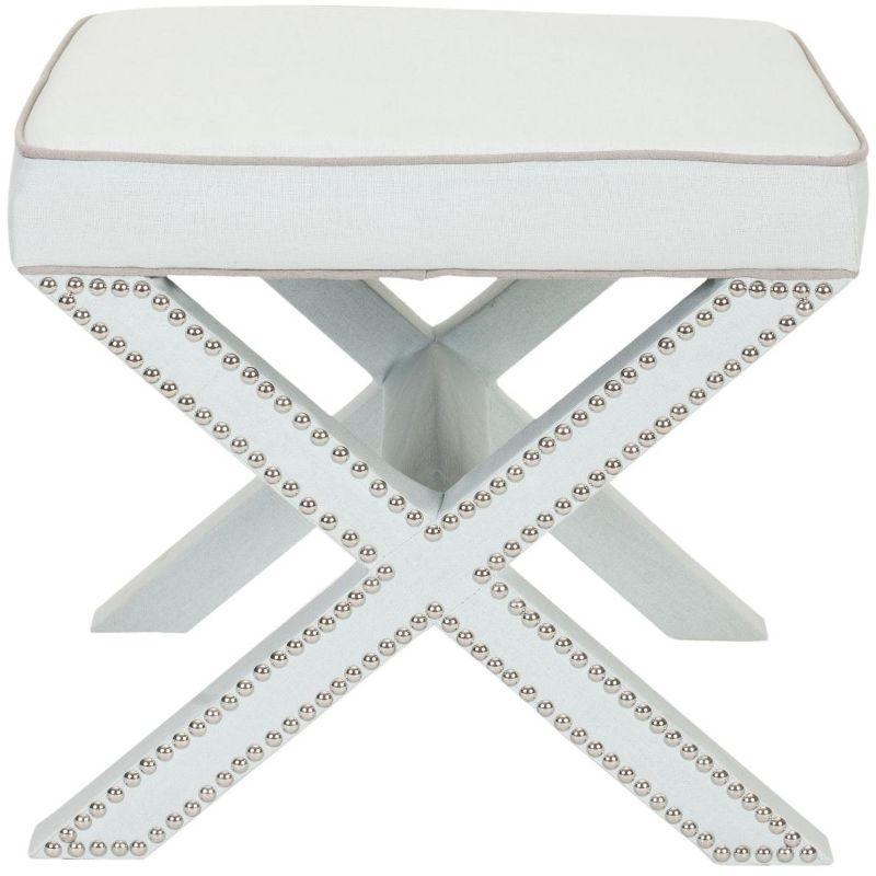 Palmer Ottoman With Silver Nailhead - MCR4589 - Robins Egg Blue - Safavieh